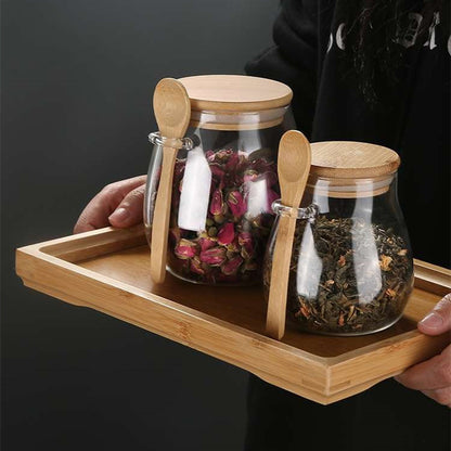 Transparent glass storage jar