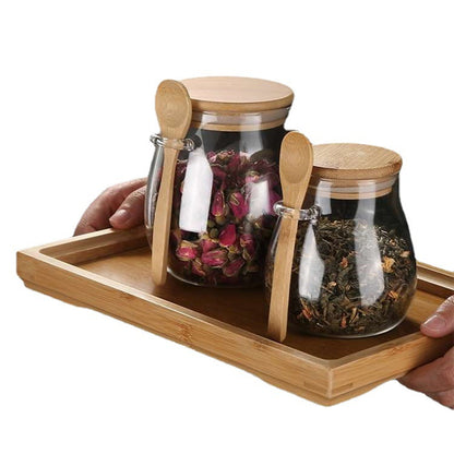 Transparent glass storage jar