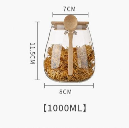 Transparent glass storage jar