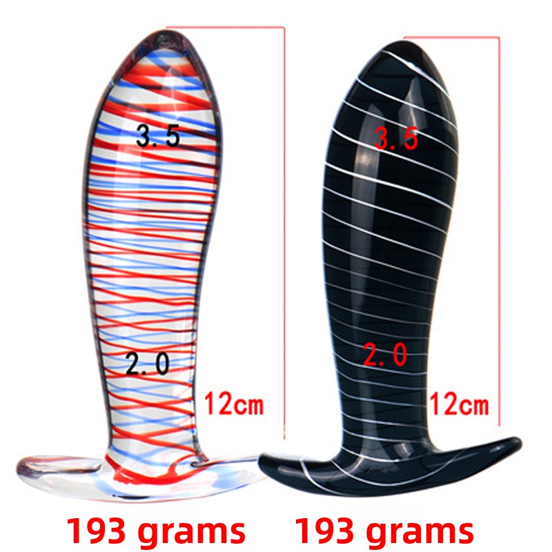 Transparent Glass Striped Anal Plug