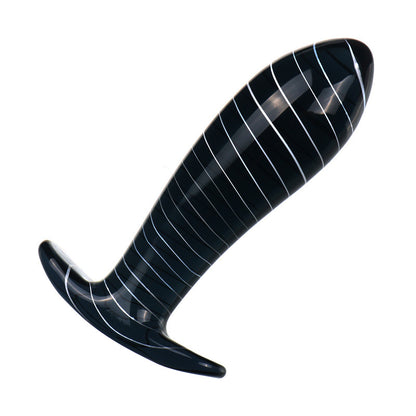 Transparent Glass Striped Anal Plug