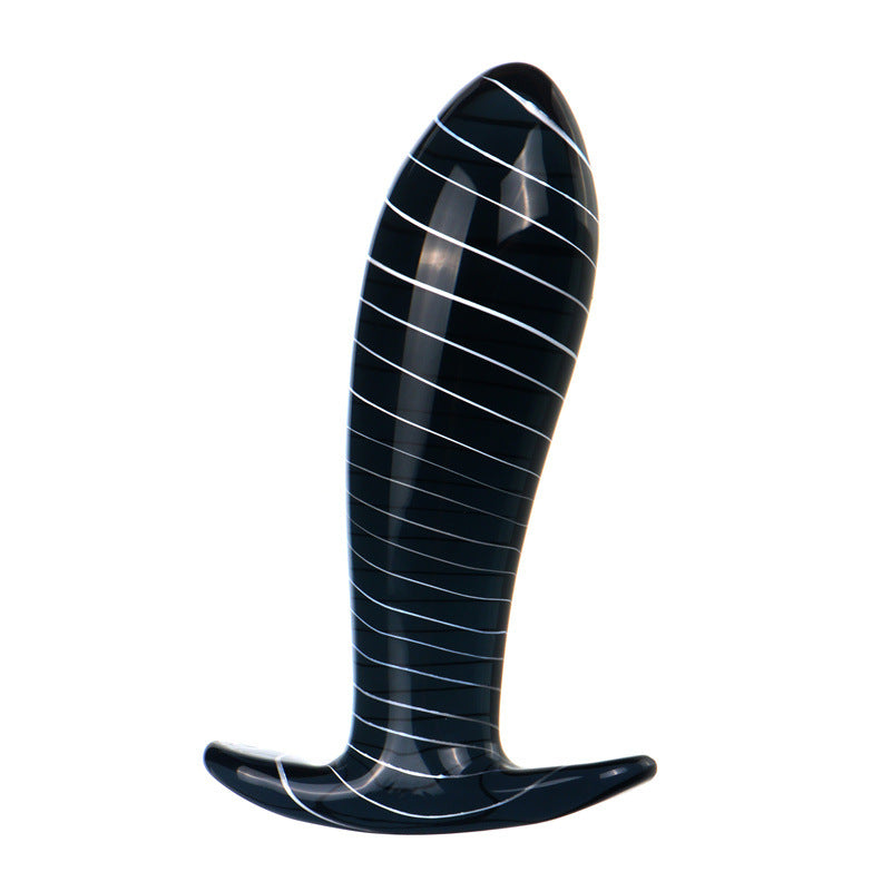 Transparent Glass Striped Anal Plug