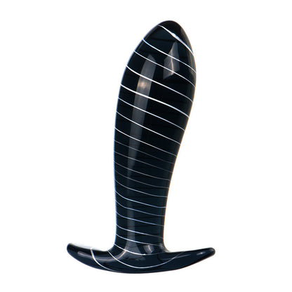 Transparent Glass Striped Anal Plug