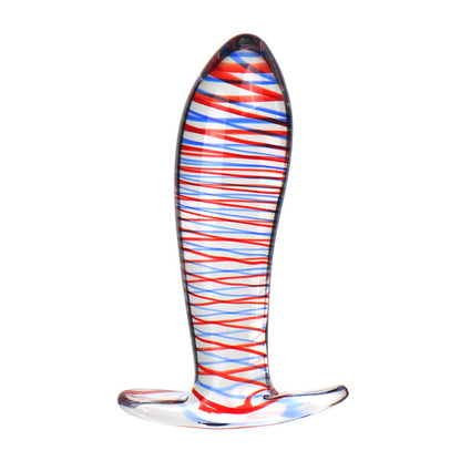 Transparent Glass Striped Anal Plug