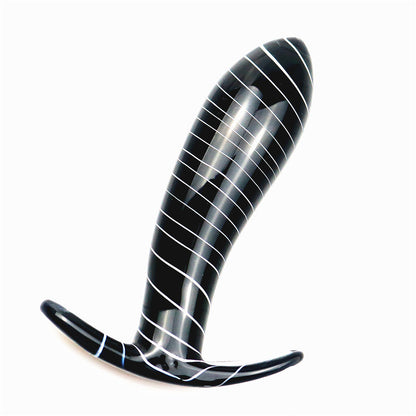 Transparent Glass Striped Anal Plug