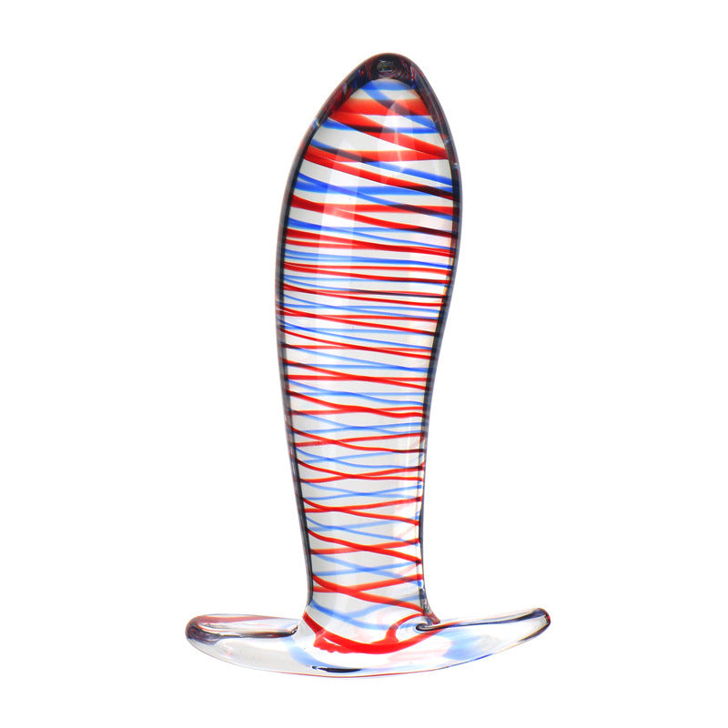 Transparent Glass Striped Anal Plug