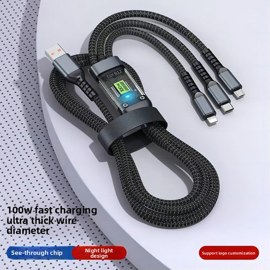 Transparent medium card super-fast charging data cable