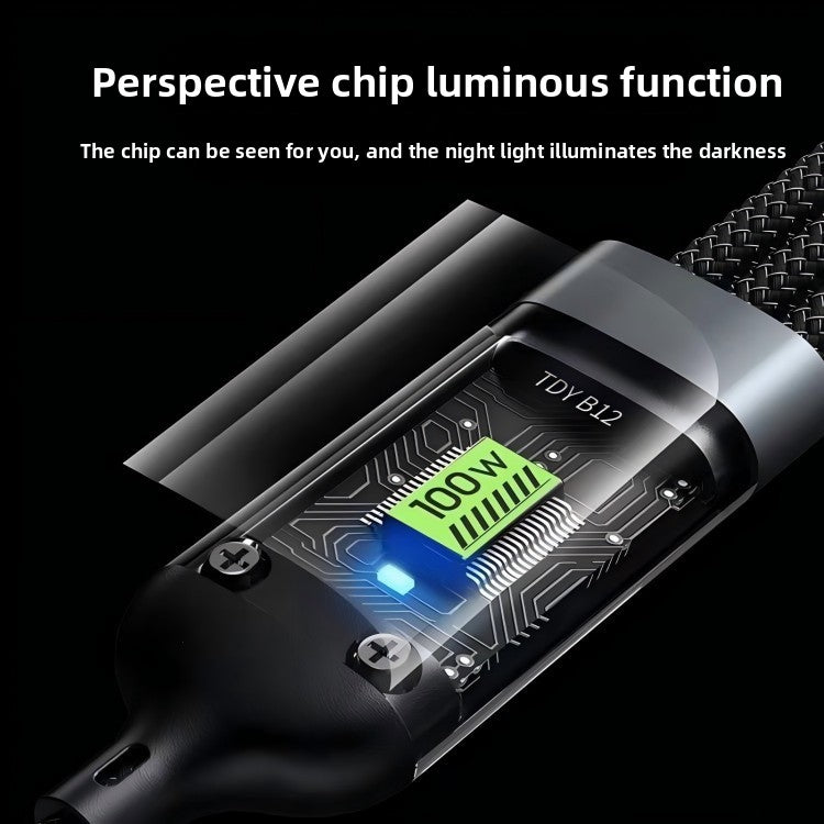 Transparent medium card super-fast charging data cable