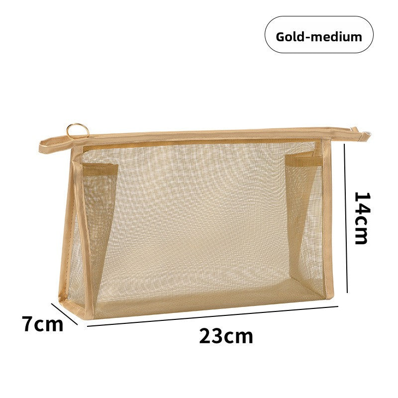 Transparent Mesh Cosmetic Toiletry Organizer Bag