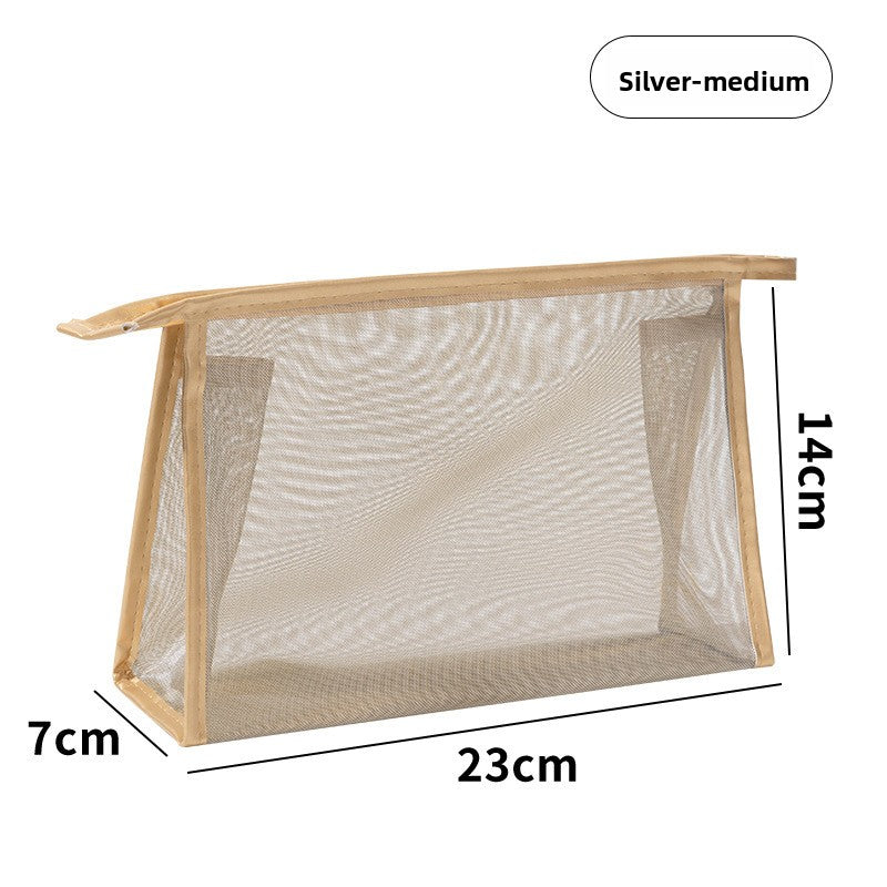 Transparent Mesh Cosmetic Toiletry Organizer Bag