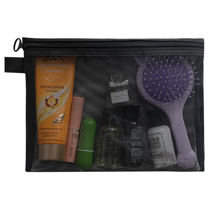 Transparent Mesh Cosmetic Toiletry Organizer Bag
