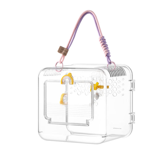 Transparent Pet Carrier Cage with Water Bottle