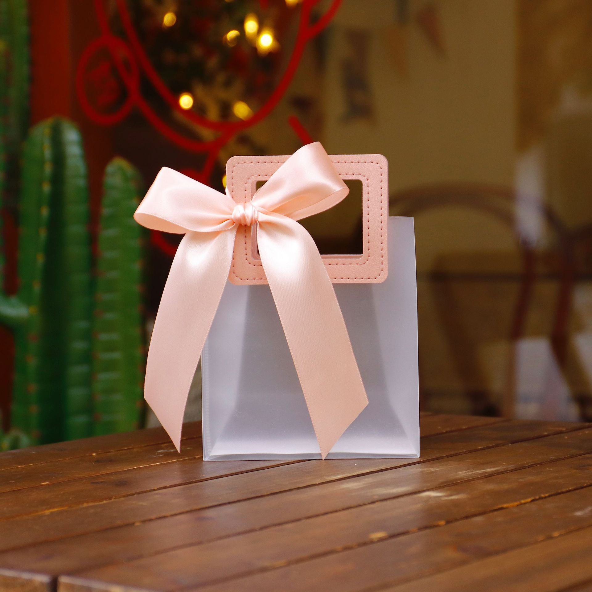 Transparent Plastic Gift Bags with Ribbon Decoration