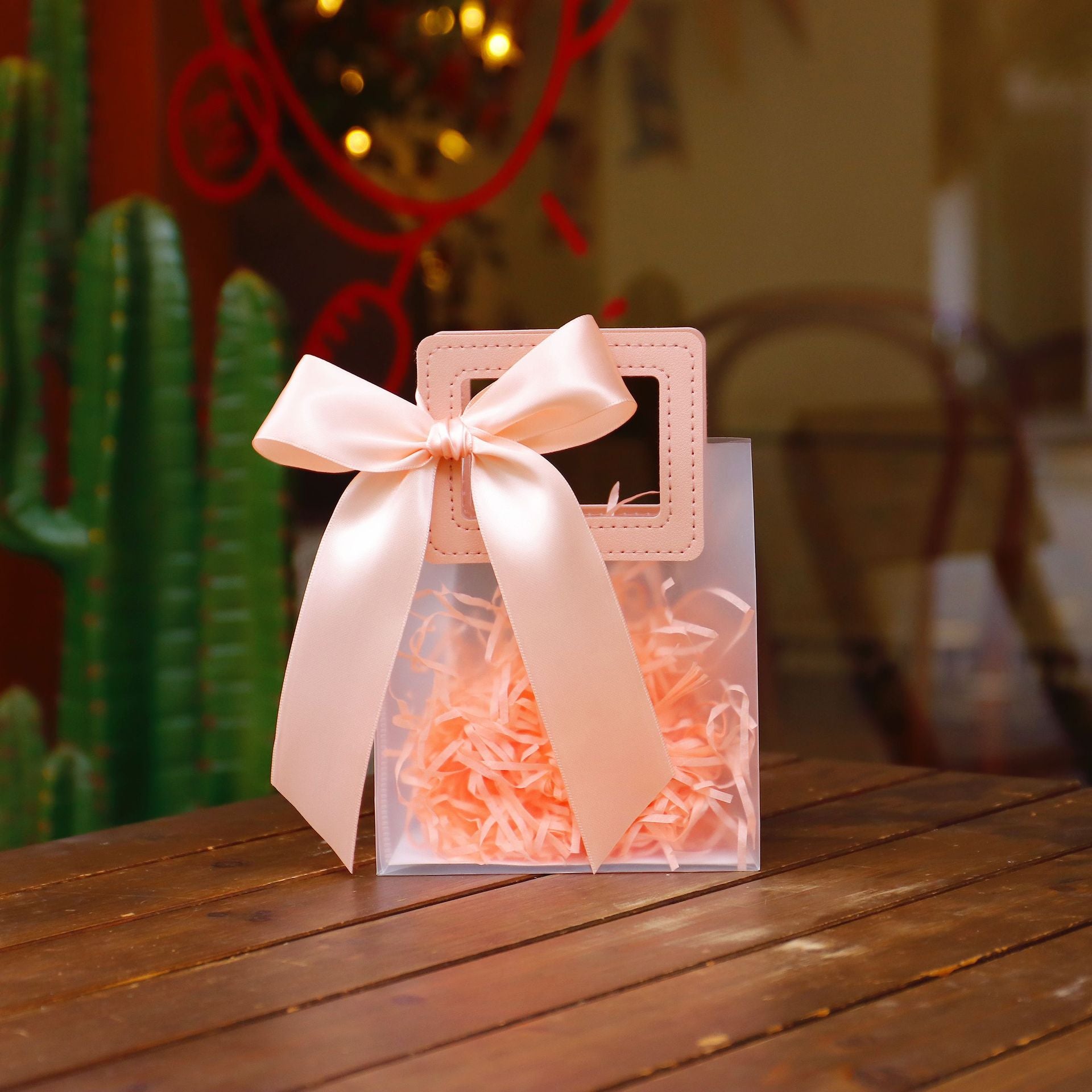 Transparent Plastic Gift Bags with Ribbon Decoration