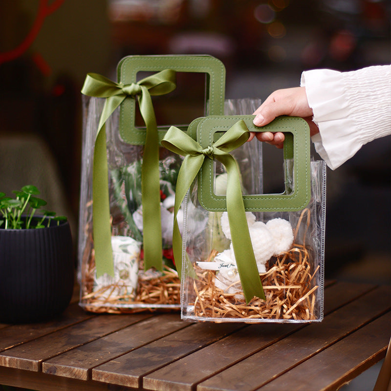 Transparent Plastic Gift Bags with Ribbon Decoration