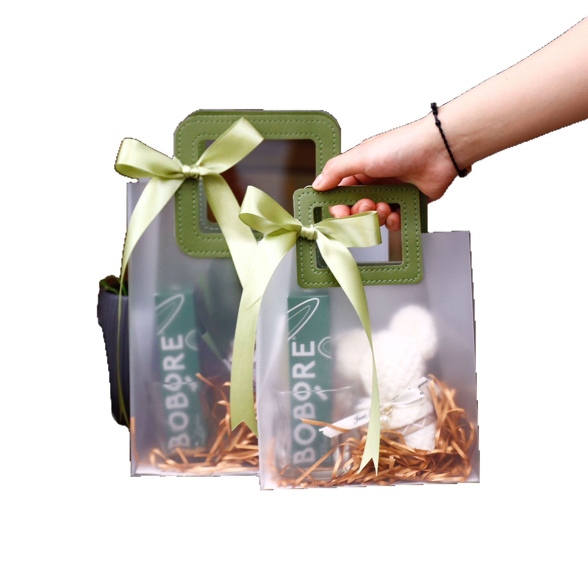 Transparent Plastic Gift Bags with Ribbon Decoration