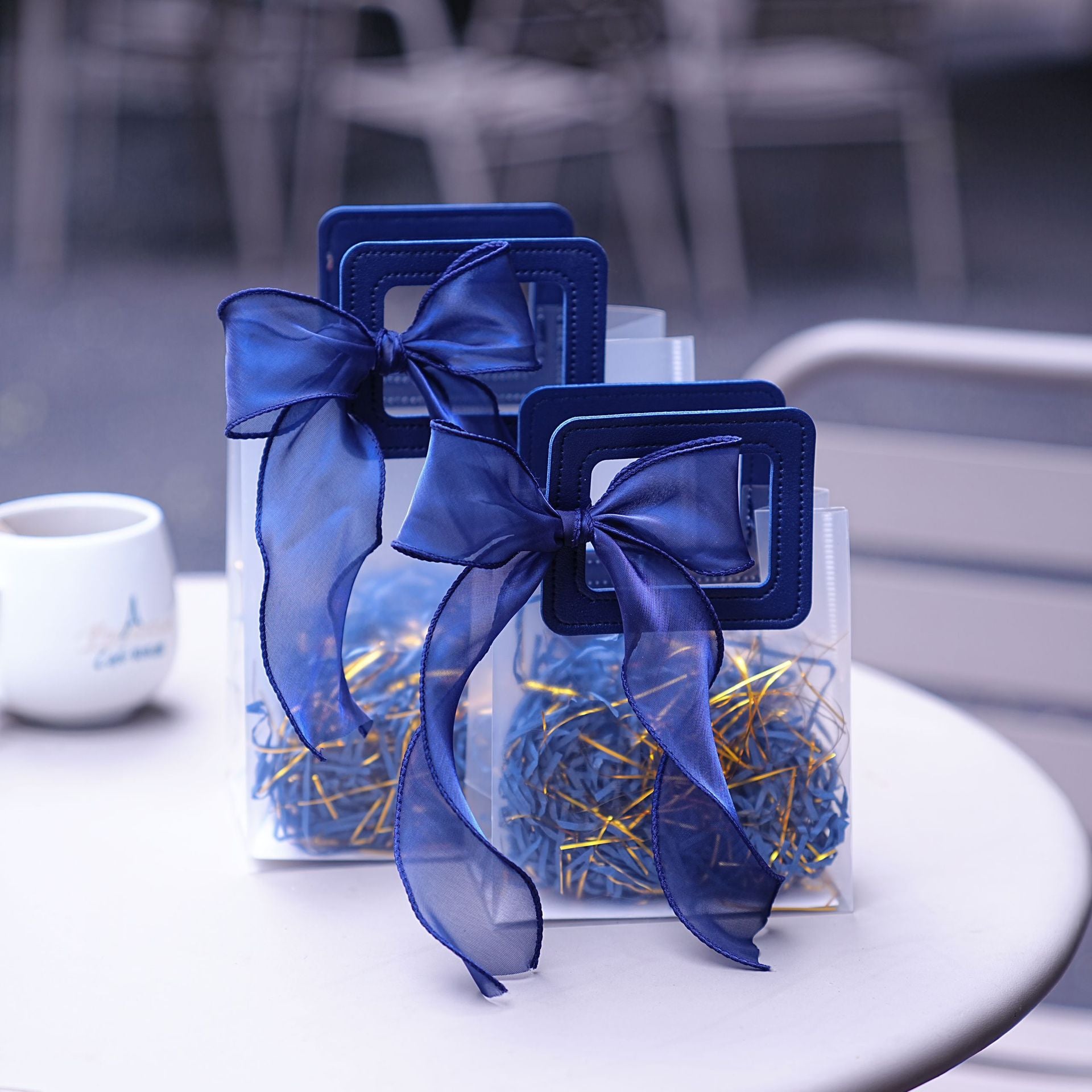 Transparent Plastic Gift Bags with Ribbon Decoration