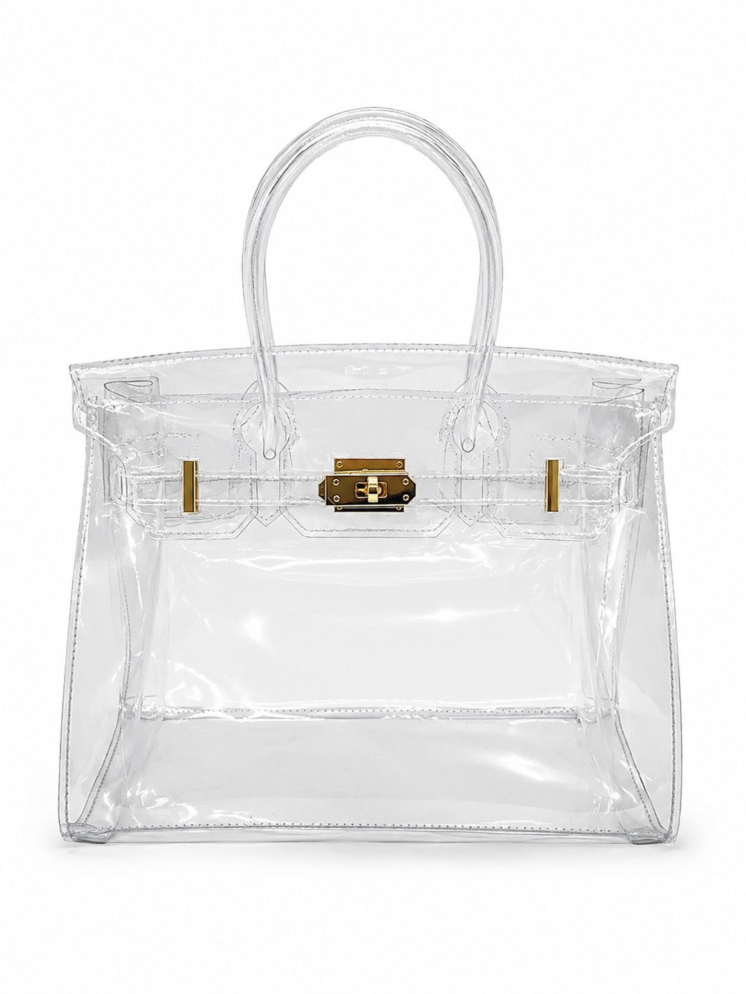 Transparent PVC Handbag with Metallic Accents