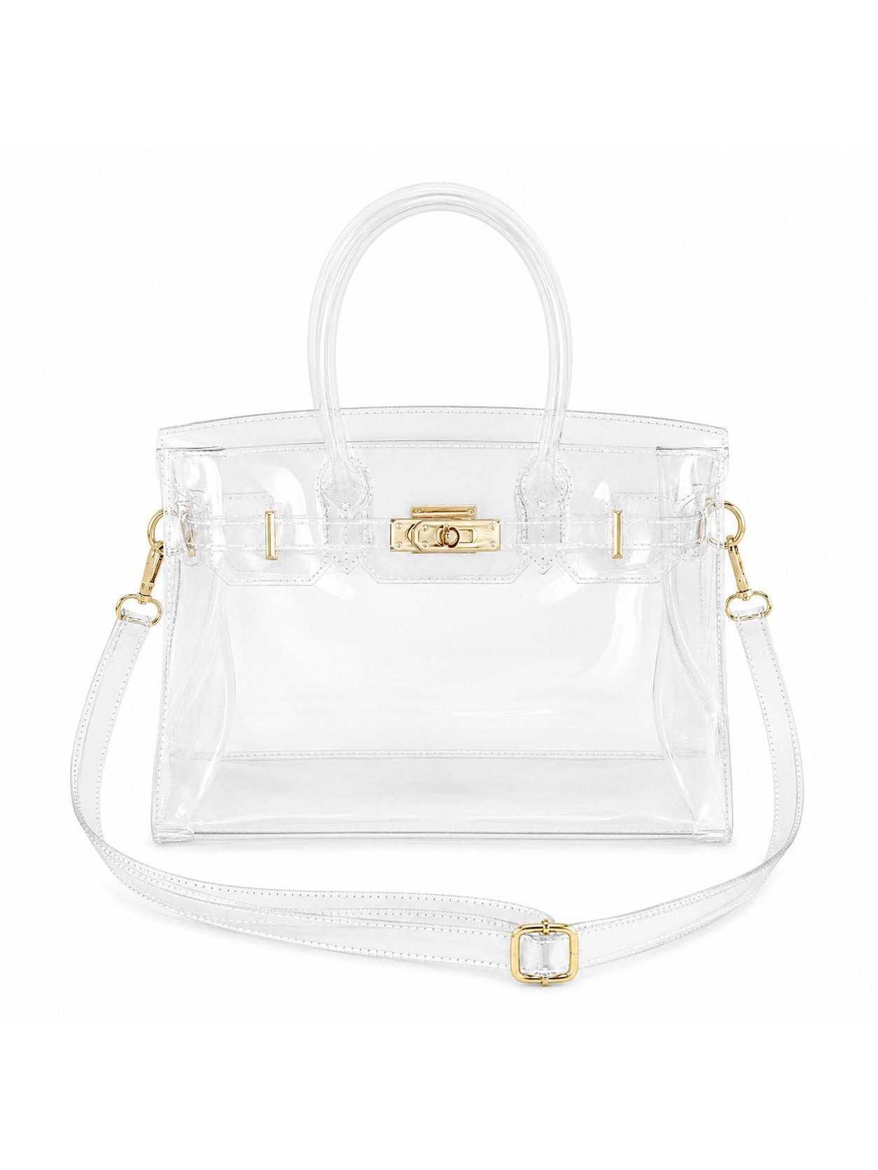 Transparent PVC Handbag with Metallic Accents