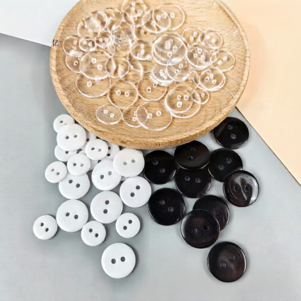 Transparent resin button