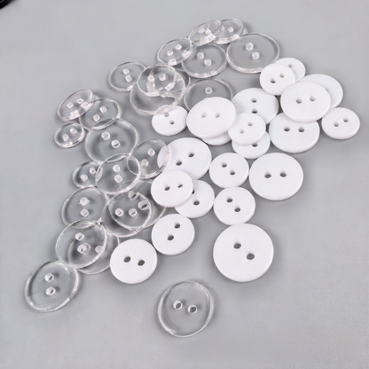Transparent resin button