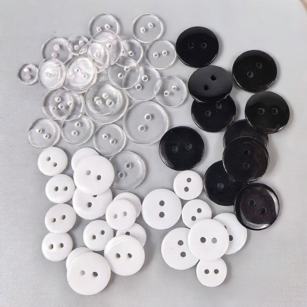 Transparent resin button