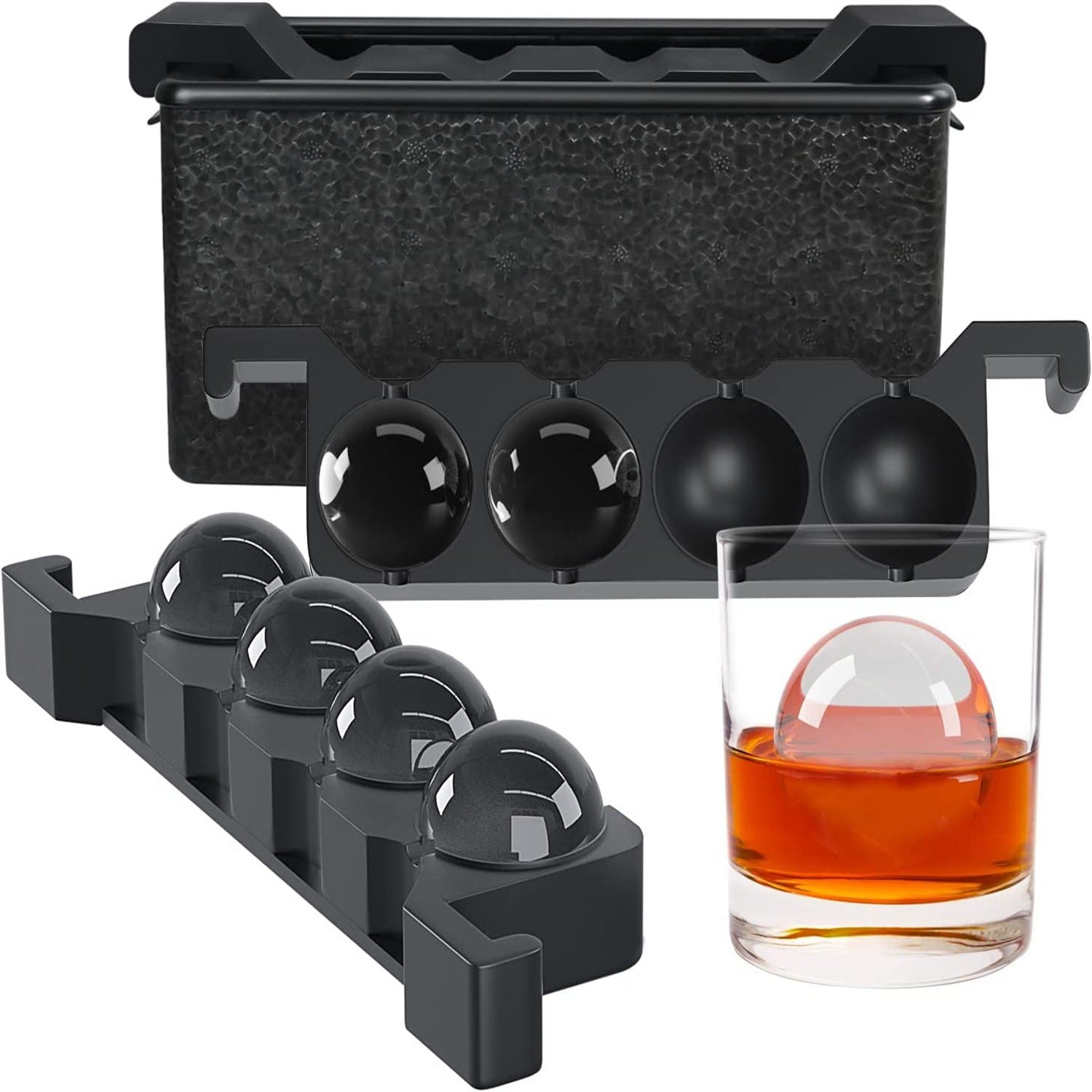 Transparent Silicone Ice Cube Mold with Square and Ball Shapes