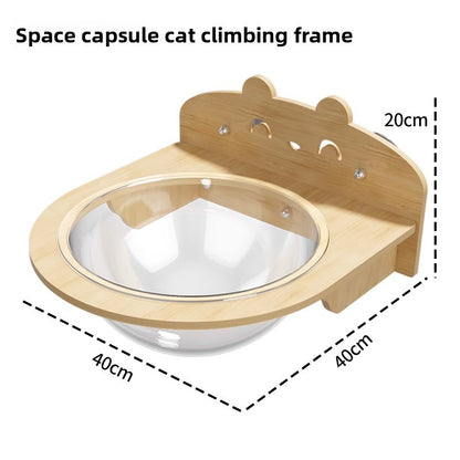 Transparent Suction Cup Cat Bed with Climbing Frame