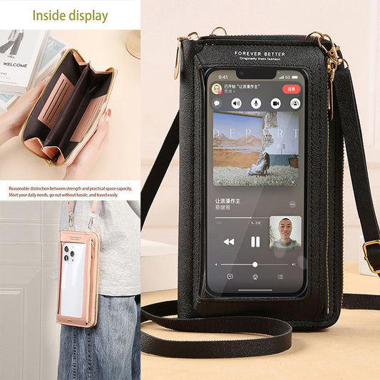 Transparent Touch-Screen Cross-Body Phone Bag