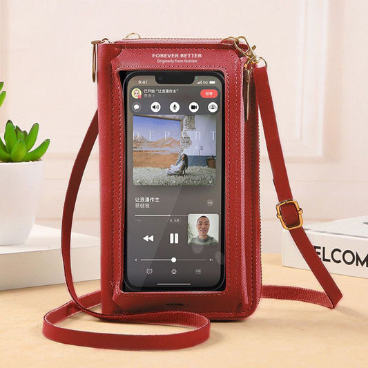 Transparent Touch-Screen Cross-Body Phone Bag