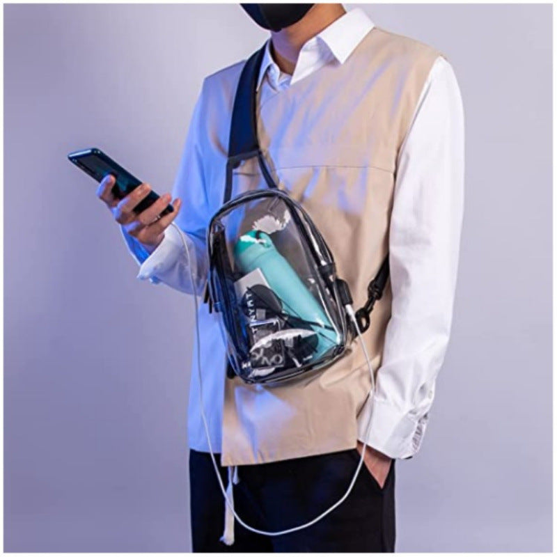Transparent USB Charging Chest Bag