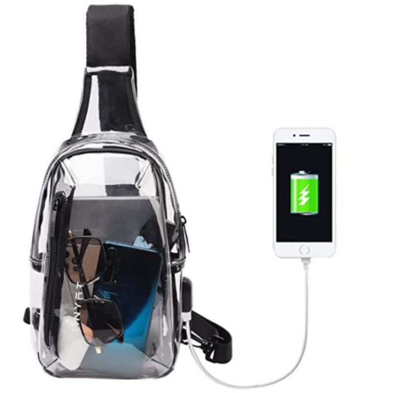 Transparent USB Charging Chest Bag