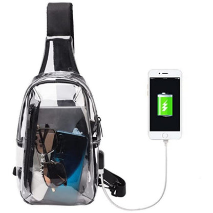 Transparent USB Charging Chest Bag
