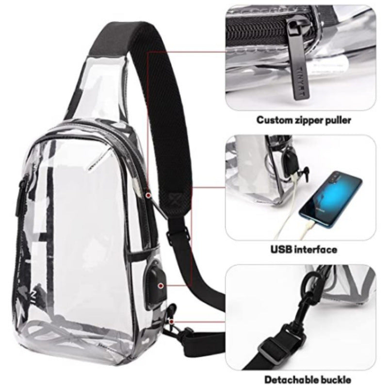 Transparent USB Charging Chest Bag