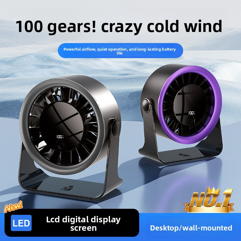 Transparent USB Digital Desk Fan with 100 Speeds