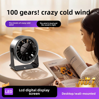 Transparent USB Digital Desk Fan with 100 Speeds