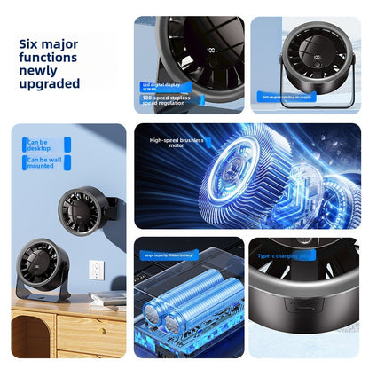 Transparent USB Digital Desk Fan with 100 Speeds