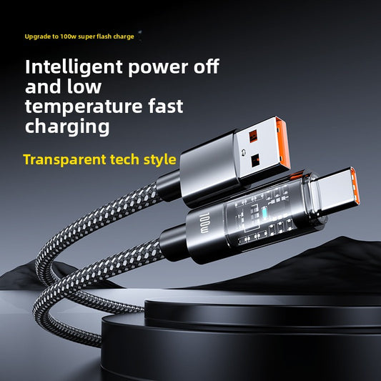 Transparent woven mobile phone charging cable