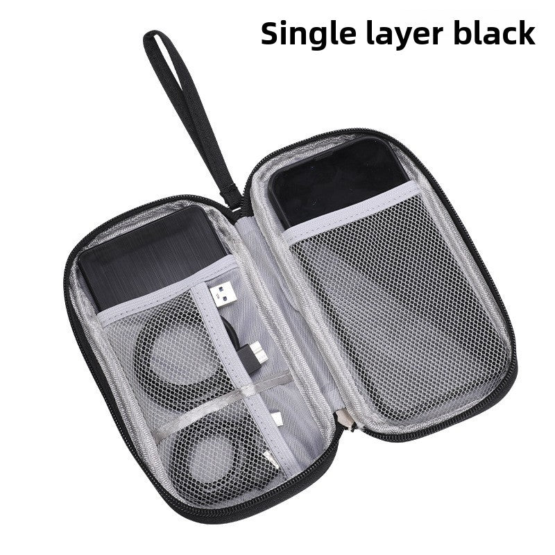 Travel double-layer data cable storage bag