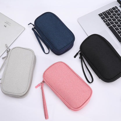 Travel double-layer data cable storage bag