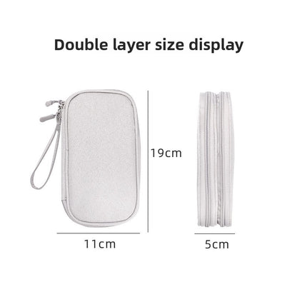 Travel double-layer data cable storage bag