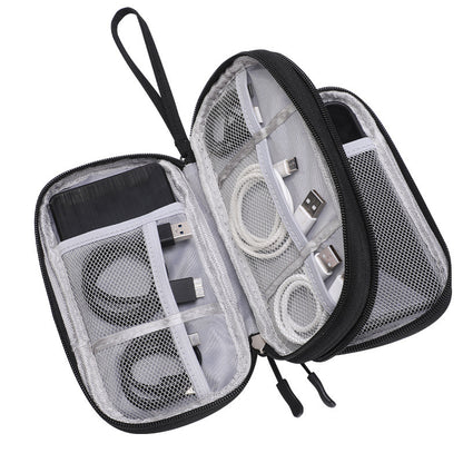 Travel double-layer data cable storage bag