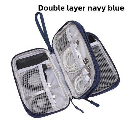 Travel double-layer data cable storage bag