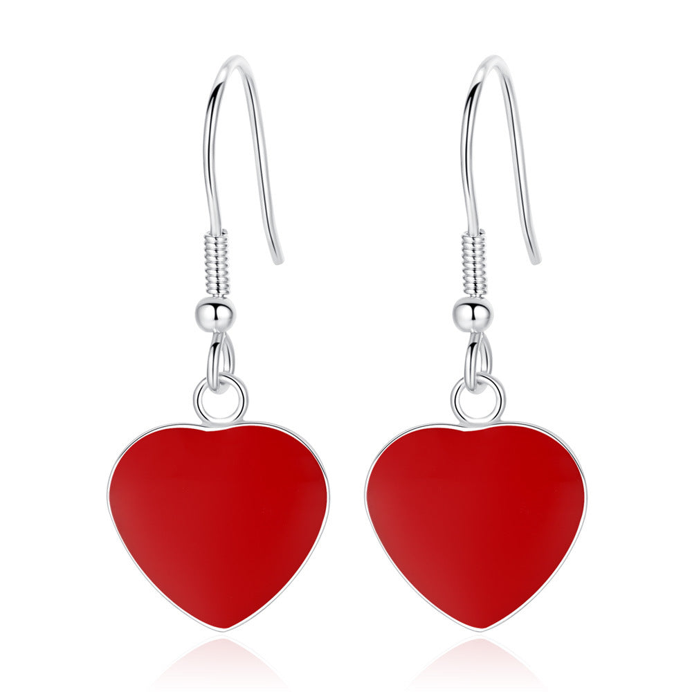 Trendy and fashionable red heart earrings
