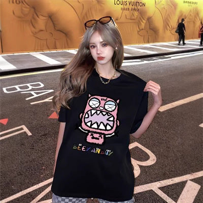 Trendy Cartoon Print Loose Fit T-Shirt
