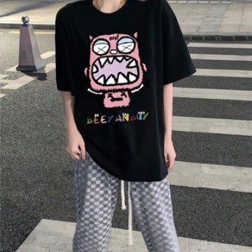 Trendy Cartoon Print Loose Fit T-Shirt