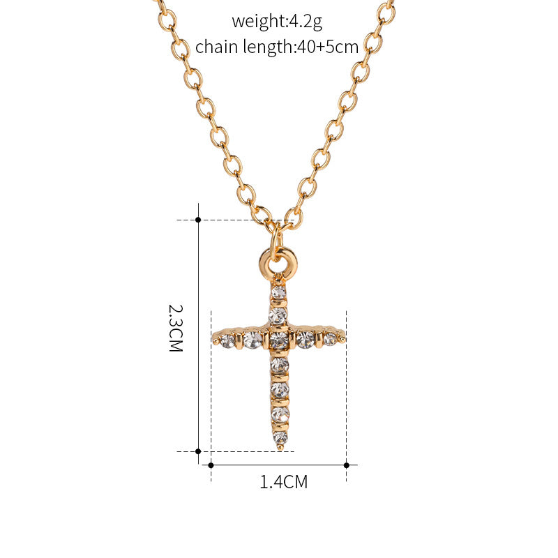 Trendy Diamond Accent Alloy Cross Necklace