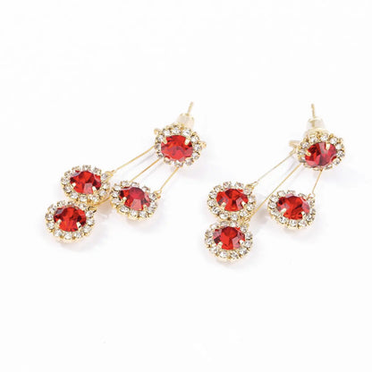Trendy Full Diamond Tassel Earrings with Silver Needles