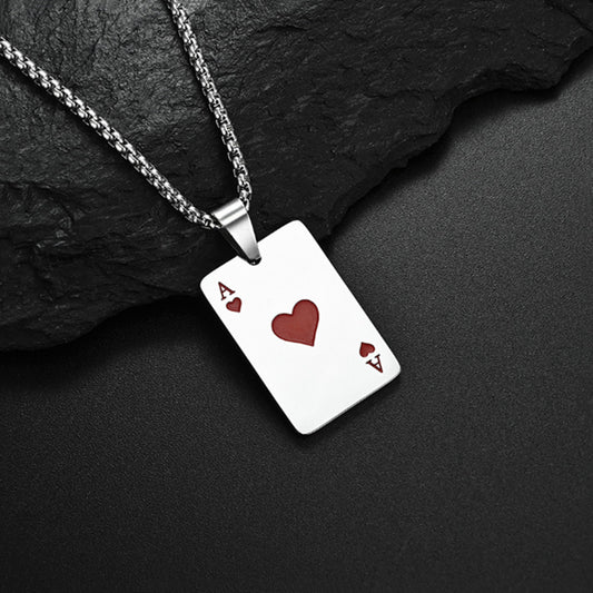 Trendy Geometric Spade Necklace - Hip Hop Titanium Steel Pendant