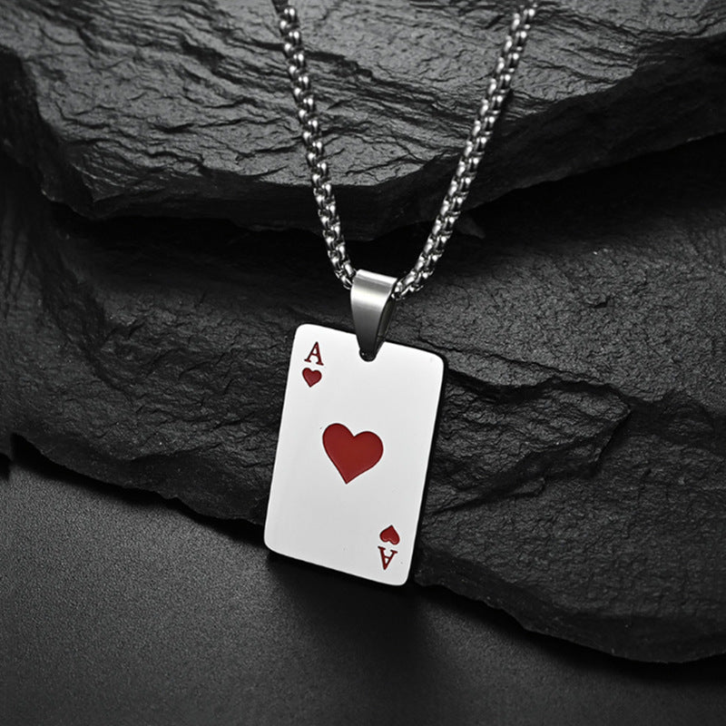 Trendy Geometric Spade Necklace - Hip Hop Titanium Steel Pendant